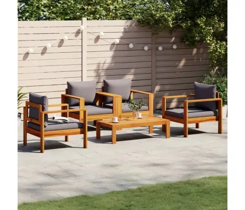5-Daļīgs Dārza Atpūtas Mēbeļu Komplekts Ar Matračiem, Akācija Vidaxl