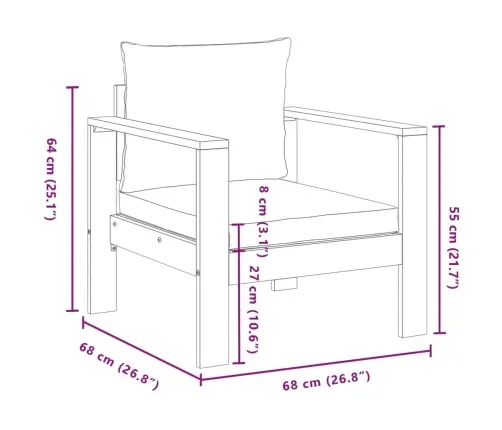 6-Osaline Aiamööbli Komplekt Patjadega, Akaatsiapuit