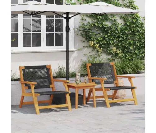 Āra Krēslu Un Galda Komplekts - 3 Gabali Melnā Akācijas Kokā Vidaxl