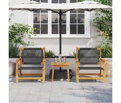 Āra Krēslu Un Galda Komplekts - 3 Gabali Melnā Akācijas Kokā Vidaxl