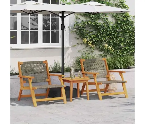 Sodo Kėdės Su Stalu 3 Pcs Pilka 45 X 45 X 40 Cm