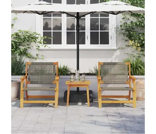 Sodo Kėdės Su Stalu 3 Pcs Pilka 45 X 45 X 40 Cm