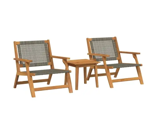 Dārza Krēsli Ar Galdu 3 Pcs Pelēka 45 X 45 X 40 Cm Vidaxl