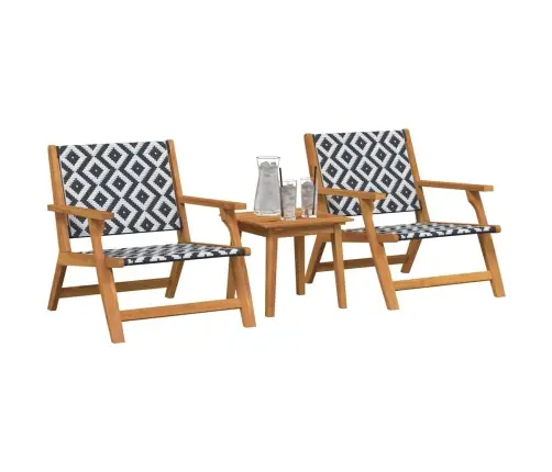 Sodo Kėdės Su Stalu 3 Pcs Juoda 45 X 45 X 40 Cm