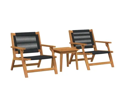 Sodo Kėdės Su Stalu 3 Pcs Juoda 45 X 45 X 40 Cm
