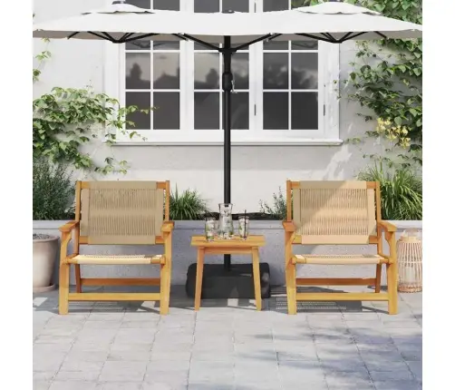 Dārza Krēsli Ar Galdu Komplekts - 3 Daļas Bēšā Krāsā No Cieta Akācijas Koka Vidaxl