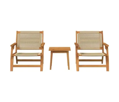 Dārza Krēsli Ar Galdu Komplekts - 3 Daļas Bēšā Krāsā No Cieta Akācijas Koka Vidaxl