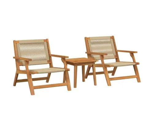 Dārza Krēsli Ar Galdu Komplekts - 3 Daļas Bēšā Krāsā No Cieta Akācijas Koka Vidaxl