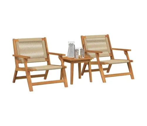 Dārza Krēsli Ar Galdu Komplekts - 3 Daļas Bēšā Krāsā No Cieta Akācijas Koka Vidaxl