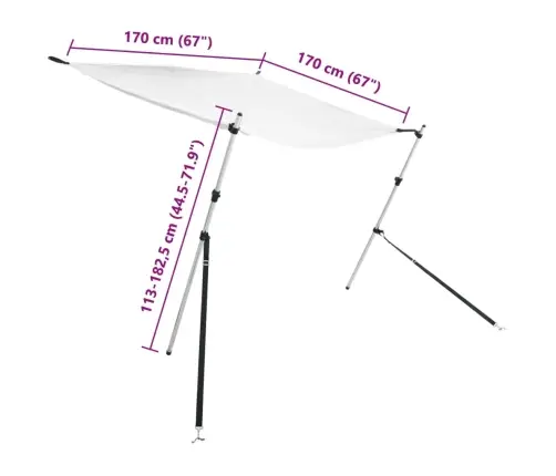 Laivas Nojume, T-Veida, Balta, 170X170X(113-182,5) Cm Vidaxl