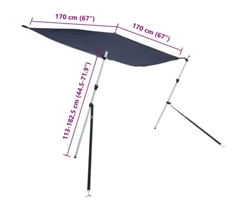 Laivas Nojume, T-Veida, Zila, 170X170X(113-182,5) Cm Vidaxl