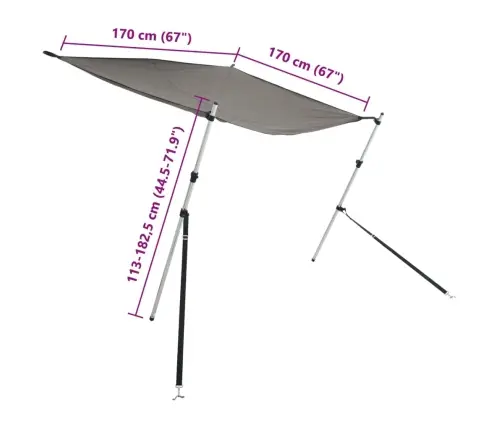 T Tipo Uždangos Prailginimas, Antracito, 170X170X(113-182,5)Cm
