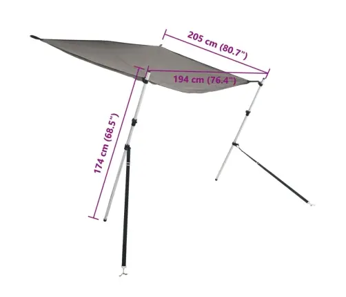 T Tipo Uždangos Prailginimas, Antracito, 174X205X(115-194)Cm