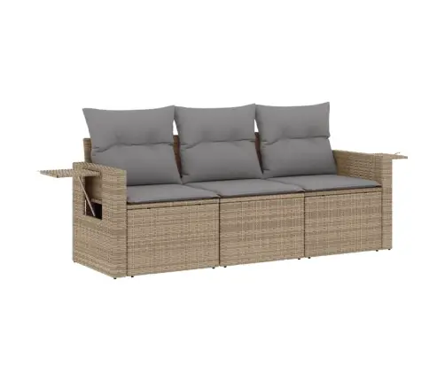 3-Daļīgs Dārza Dīvānu Komplekts, Matrači, Bēša Pe Rotangpalma Vidaxl