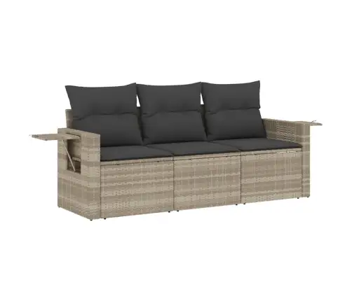 Sofos Komplektas Su Pagalvėlėmis, 3 Dalių, Pilkas, Poliratanas