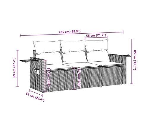 3-Osaline Aiadiivani Komplekt Patjadega, Pruun, Polürotang