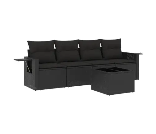 Sodo Komplektas Su Pagalvėlėmis, 5 Dalių, Juodas, Poliratanas