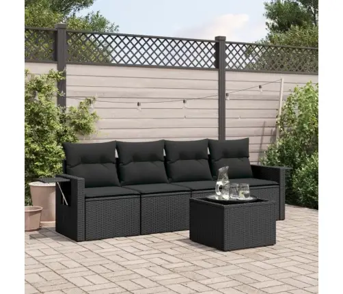 Sodo Komplektas Su Pagalvėlėmis, 5 Dalių, Juodas, Poliratanas