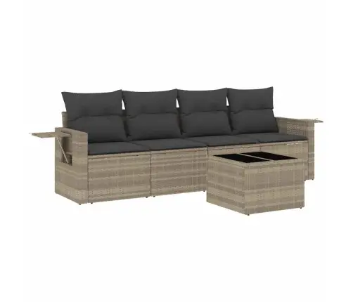 5-Osaline Aiamööblikomplekt Patjadega, Helehall, Polürotang