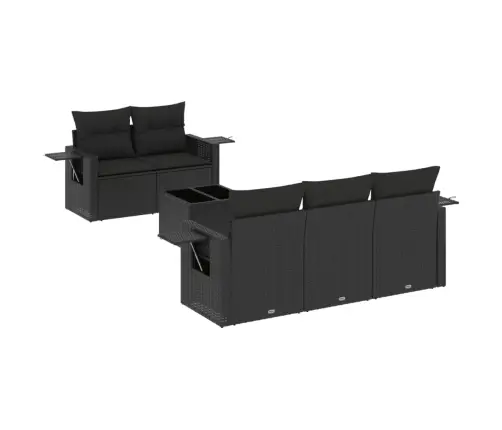 6-Daļīgs Dārza Dīvāna Komplekts, Matrači, Melna Pe Rotanpalma Vidaxl