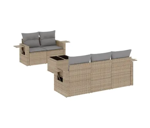 6-Osaline Aiadiivani Komplekt Patjadega, Beež, Polürotang