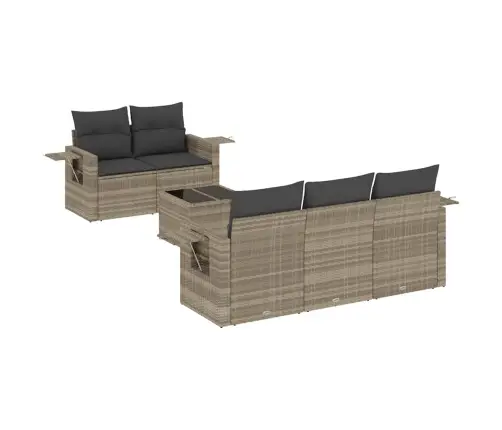 Sofos Komplektas Su Pagalvėlėmis, 6 Dalių, Pilkas, Poliratanas