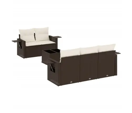 6-Daļīgs Dārza Dīvānu Komplekts, Matrači, Brūna Pe Rotangpalma Vidaxl