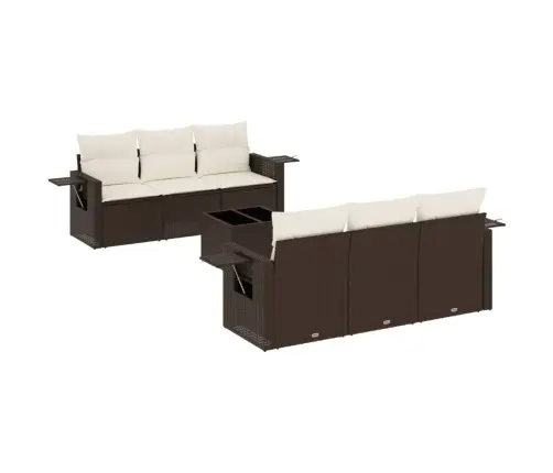 Sofos Komplektas Su Pagalvėlėmis, 7 Dalių, Rudas, Poliratanas