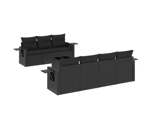 8-Daļīgs Dārza Dīvāna Komplekts, Matrači, Melna Pe Rotangpalma Vidaxl