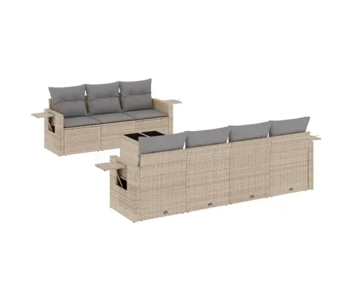 8-Daļīgs Dārza Dīvāna Komplekts, Matrači, Bēša Pe Rotangpalma Vidaxl