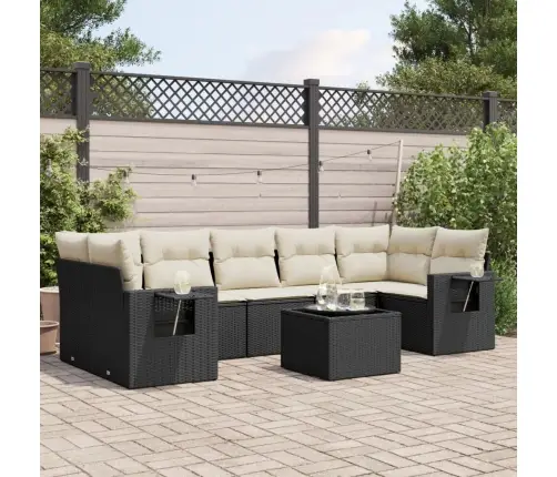 8-Daļīgs Dārza Dīvāna Komplekts, Matrači, Melna Pe Rotangpalma Vidaxl