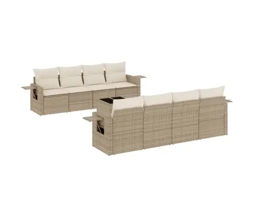 9-Daļīgs Dārza Dīvānu Komplekts, Matrači, Bēša Pe Rotangpalma Vidaxl