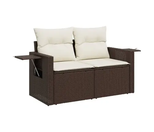 Sodo Komplektas Su Pagalvėlėmis, 9 Dalių, Rudas, Poliratanas