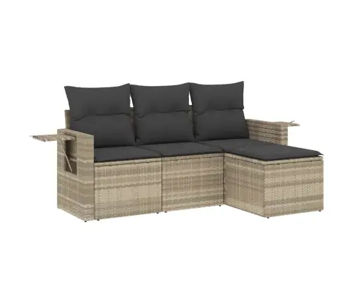 Sofos Komplektas Su Pagalvėlėmis, 4 Dalių, Pilkas, Poliratanas