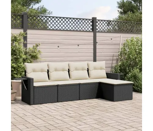 Sodo Komplektas Su Pagalvėlėmis, 5 Dalių, Juodas, Poliratanas