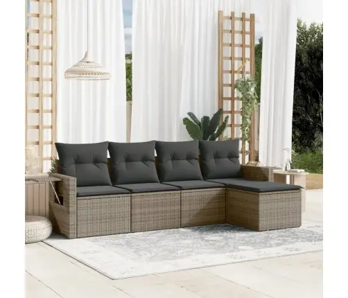 5-Osaline Aiamööblikomplekt Istmepatjadega, Polürotang, Hall