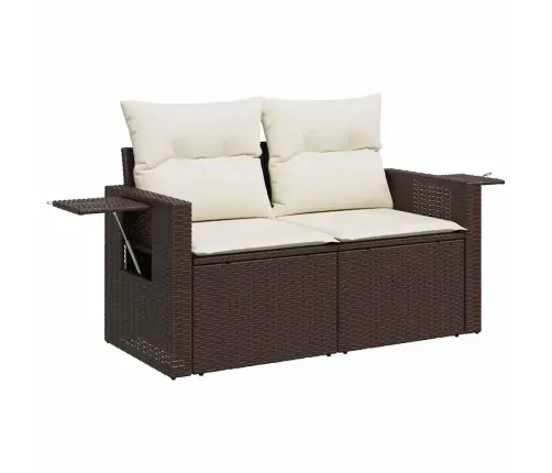 5-Daļīgs Dārza Dīvānu Komplekts, Matrači, Brūna Pe Rotangpalma Vidaxl