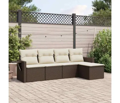 5-Daļīgs Dārza Dīvānu Komplekts, Matrači, Brūna Pe Rotangpalma Vidaxl