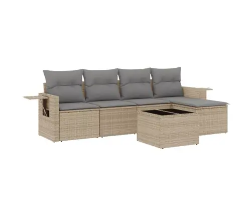 6-Daļīgs Dārza Dīvāna Komplekts, Matrači, Bēša Pe Rotangpalma Vidaxl