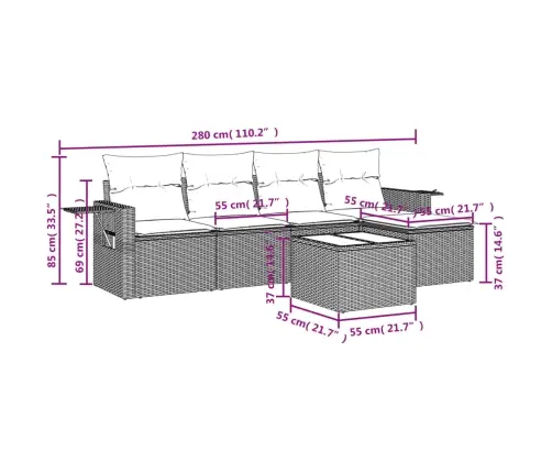 6-Daļīgs Dārza Dīvāna Komplekts, Matrači, Bēša Pe Rotangpalma Vidaxl