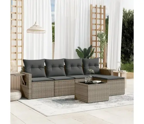 6-Daļīgs Dārza Dīvāna Komplekts Ar Matračiem, Pelēks Pe Pinums Vidaxl