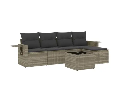 6-Osaline Aiamööblikomplekt Patjadega, Helehall, Polürotang