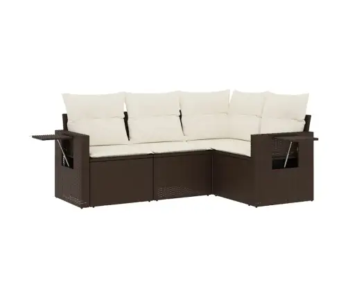 4-Daļīgs Dārza Dīvānu Komplekts, Matrači, Brūna Pe Rotangpalma Vidaxl