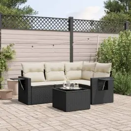 5-Daļīgs Dārza Dīvāna Komplekts Ar Matračiem, Pe Rotangpalma Vidaxl