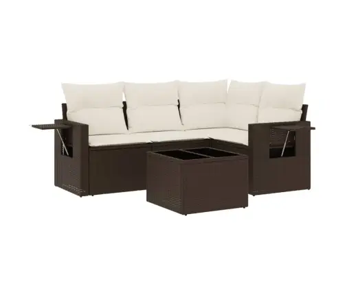 5-Osaline Aiamööblikomplekt Patjadega, Pruun, Polürotang