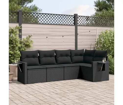 5-Daļīgs Dārza Dīvāna Komplekts Ar Matračiem, Pe Rotangpalma Vidaxl