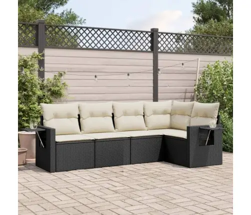 5-Daļīgs Dārza Dīvāna Komplekts Ar Matračiem, Pe Rotangpalma Vidaxl