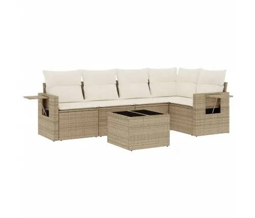 Sofos Komplektas Su Pagalvėlėmis, 6 Dalių, Smėlio, Poliratanas