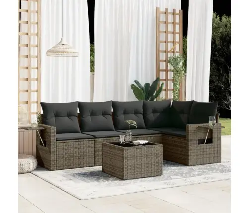 6-Daļīgs Dārza Dīvāna Komplekts Ar Matračiem, Pelēks Pe Pinums Vidaxl