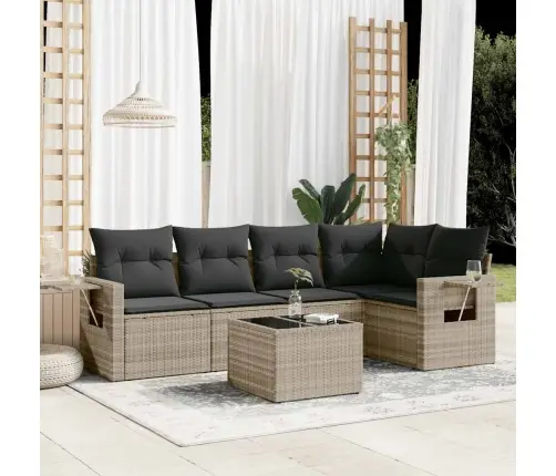 Sofos Komplektas Su Pagalvėlėmis, 6 Dalių, Pilkas, Poliratanas